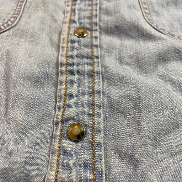 Levi Strauss Signature Premium Shirt Denim Cotton XL Light Wash Pearl Snap - Picture 5 of 8